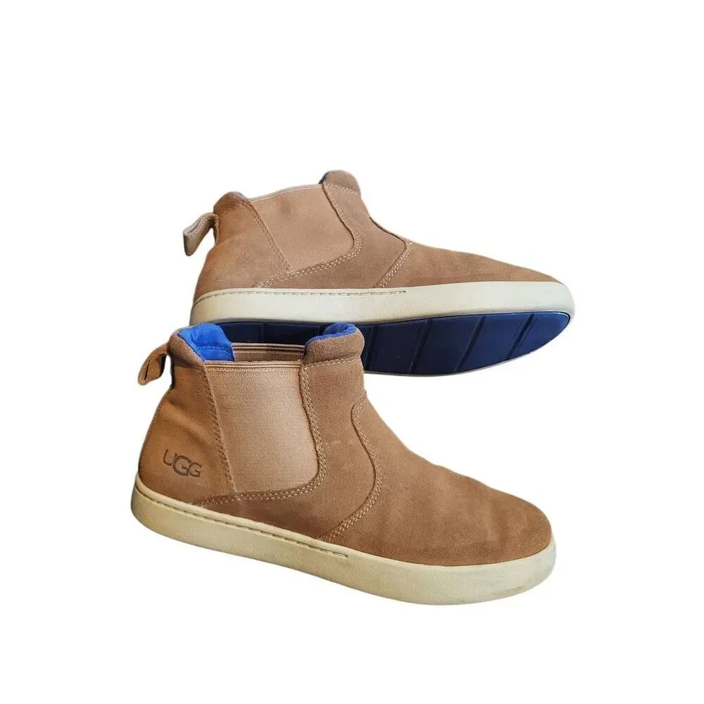 UGG Boots Youth 5 Tan Suede Leather Hamden II Chelsea Shoes Kids Pull On
